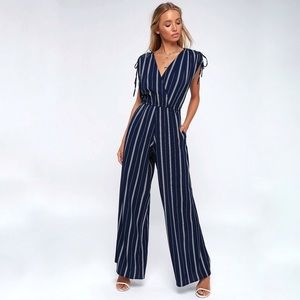 Summery Striped Wide-Leg Jumpsuit Lulu’s Small
